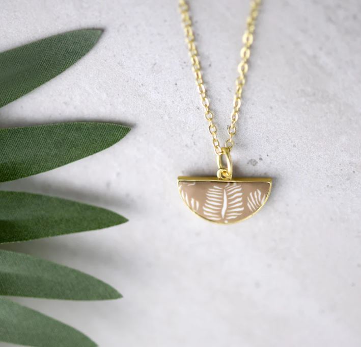 Jilzarah Ivory Palm Half Shell Necklace - The Perfect Pair  - [boutique]