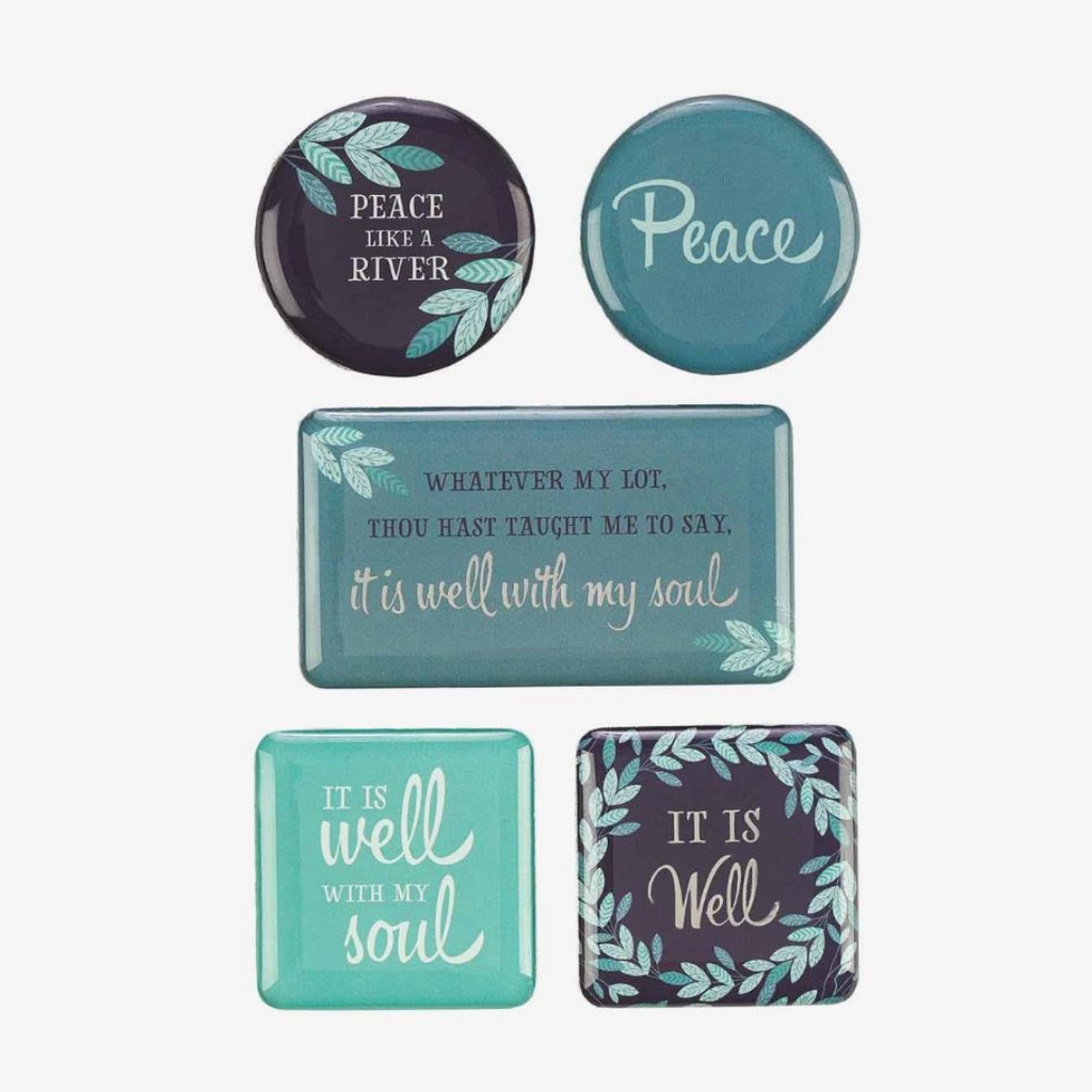 It Is Well With My Soul Teal and Blue Assorted Magnet Set