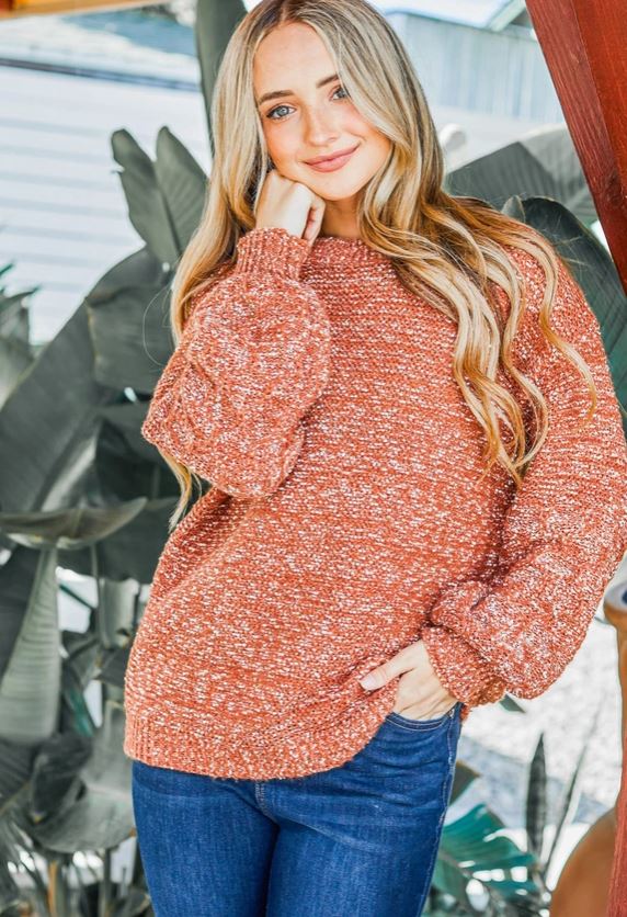 AND THE WHY Multi Color Textured Sleeve Pullover Sweater - The Perfect Pair