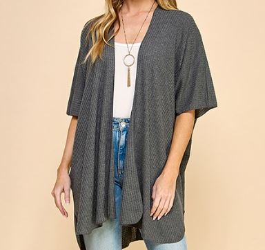 Chris & Carol Charcoal Solid Waffle Kimono - The Perfect Pair