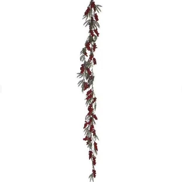 Creative Co - op Faux Evergreen Garland w/ Red Berry Bunches - The Perfect Pair