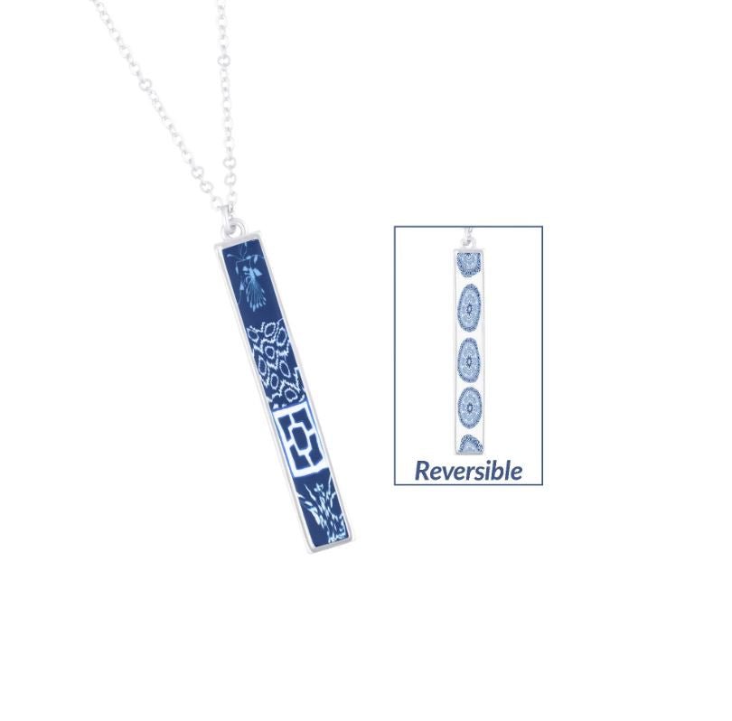 Jilzarah Reversible Vertical Bar Necklace (Silver) - Dutch Blue - The Perfect Pair