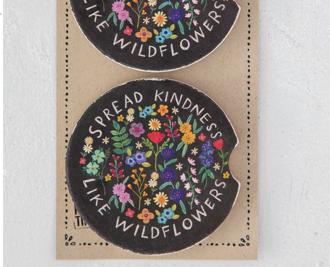 Natural Life Car Coasters, Set of 2 - Spread Kindness - The Perfect Pair