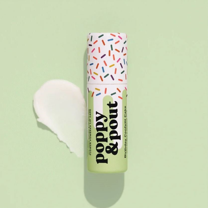 Poppy & Pout Birthday Confetti Cake Lip Balm, Green - The Perfect Pair