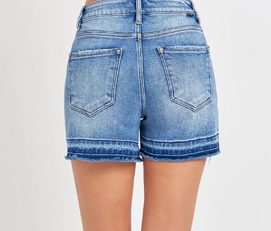 Risen High Rise Released Distress Hem Detail Shorts - The Perfect Pair