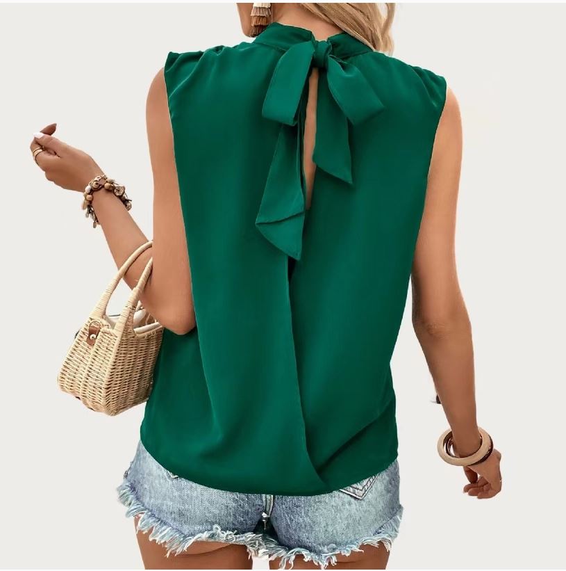 The Moment Collection Lady Grace Dark Green Mock Neck Sleeveless Top - The Perfect Pair