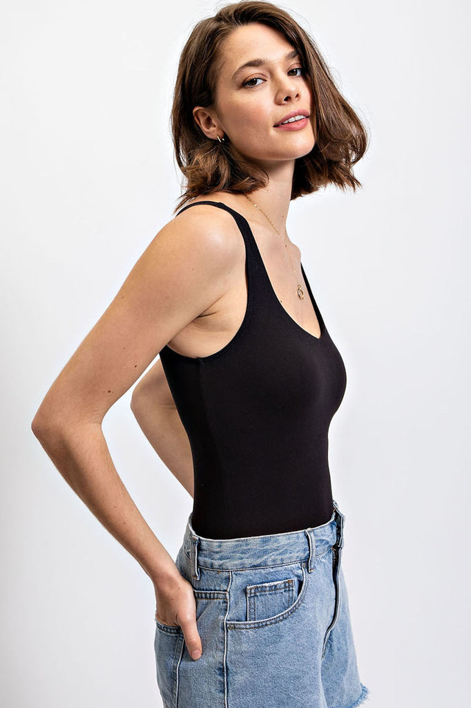 Rae Mode Butter Round V-Neck Bodysuit, Black - The Perfect Pair  - [boutique]