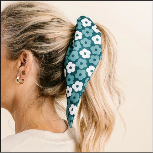 The Darling Effect Green Floral Scrunchie Hair Scarf