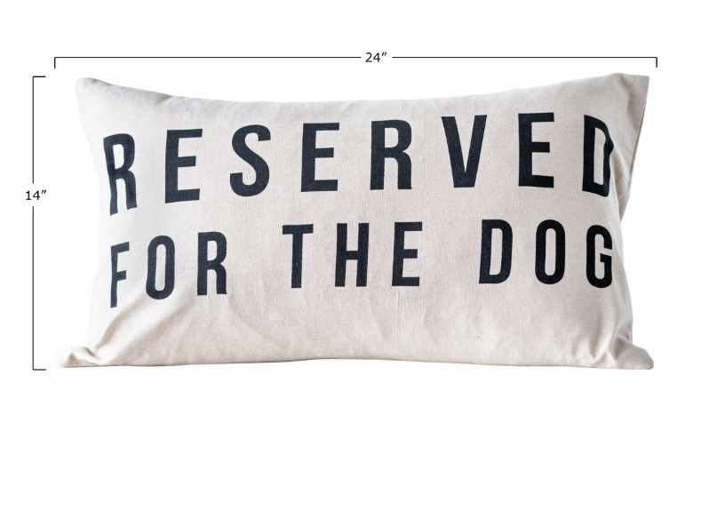 Creative Co-Op  Reserved For The Dog Cotton Lumbar Pillow - The Perfect Pair  - [boutique]