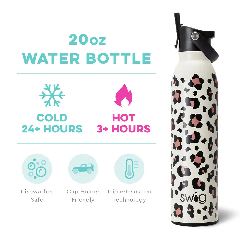 Swig Luxy Leopard Flip & Sip Water Bottle (20 oz) - The Perfect Pair  - [boutique]