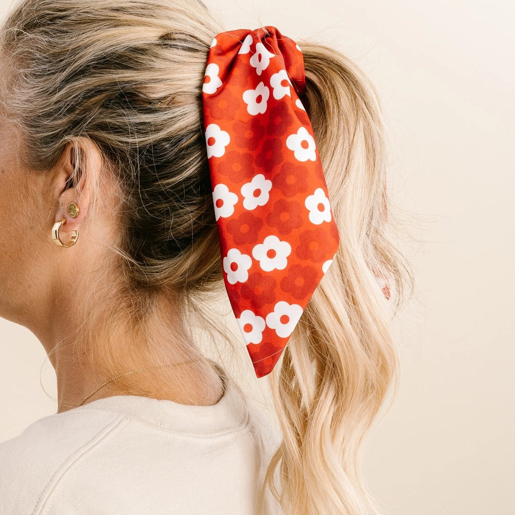 The Darling Effect Red Floral Scrunchie Hair Scarf